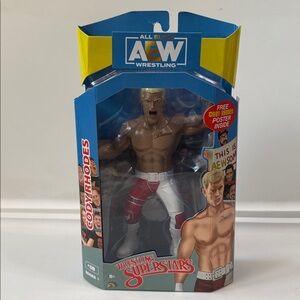 AEW WRESTLING SUPERSTARS CODY RHODES #08 SERIES 1 LJN RED PANTS FREE POSTER NEW